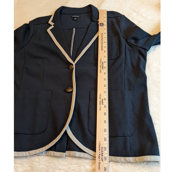 Lands End Knit Blazer Navy with Gray Trim Tailored Plus Size16 - Picture 11 of 13